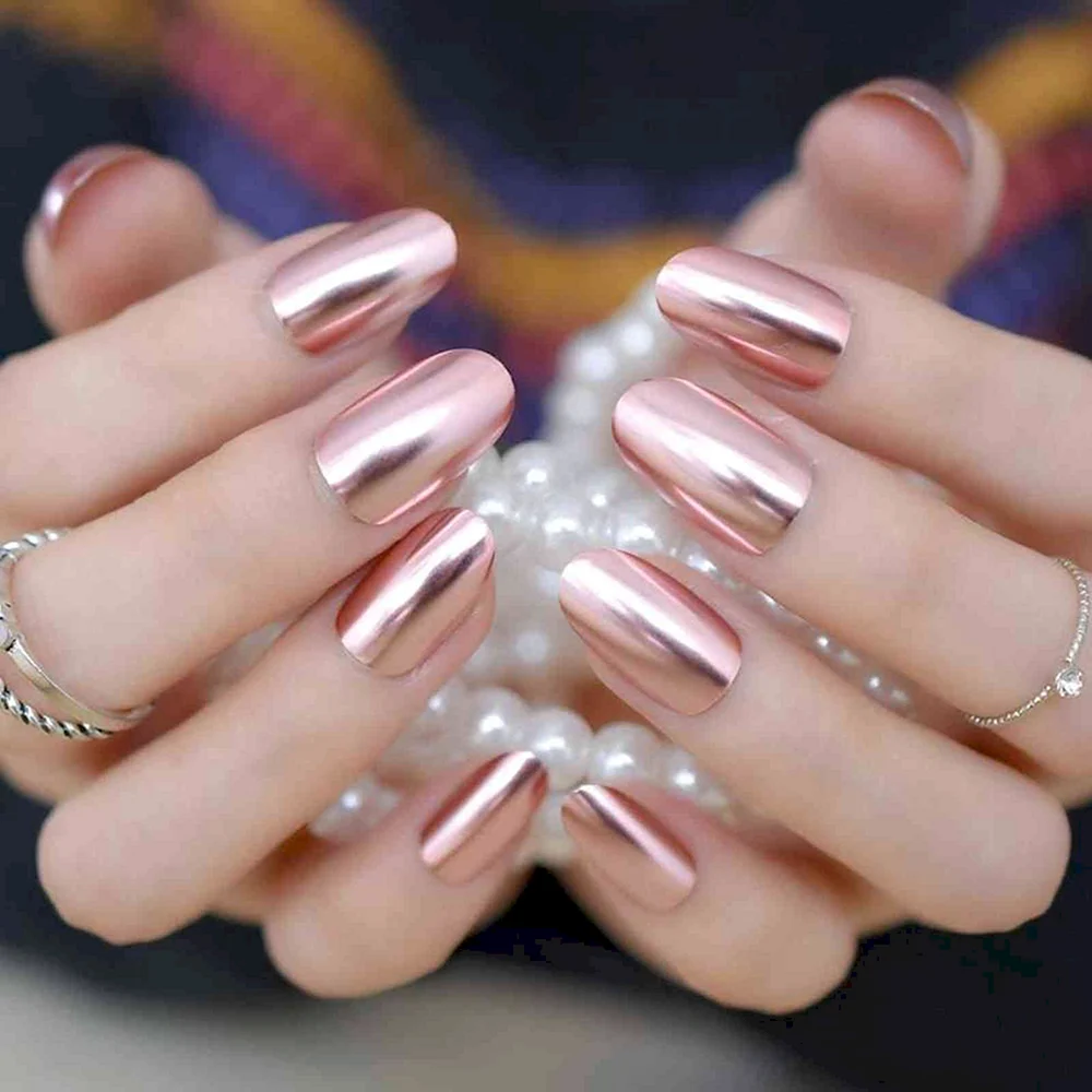Metallic Pink Nails