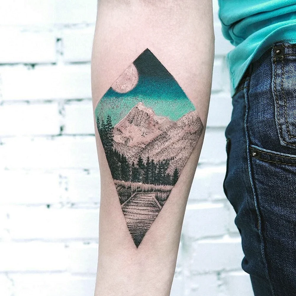 Minimal Mountain Tattoo Adventure