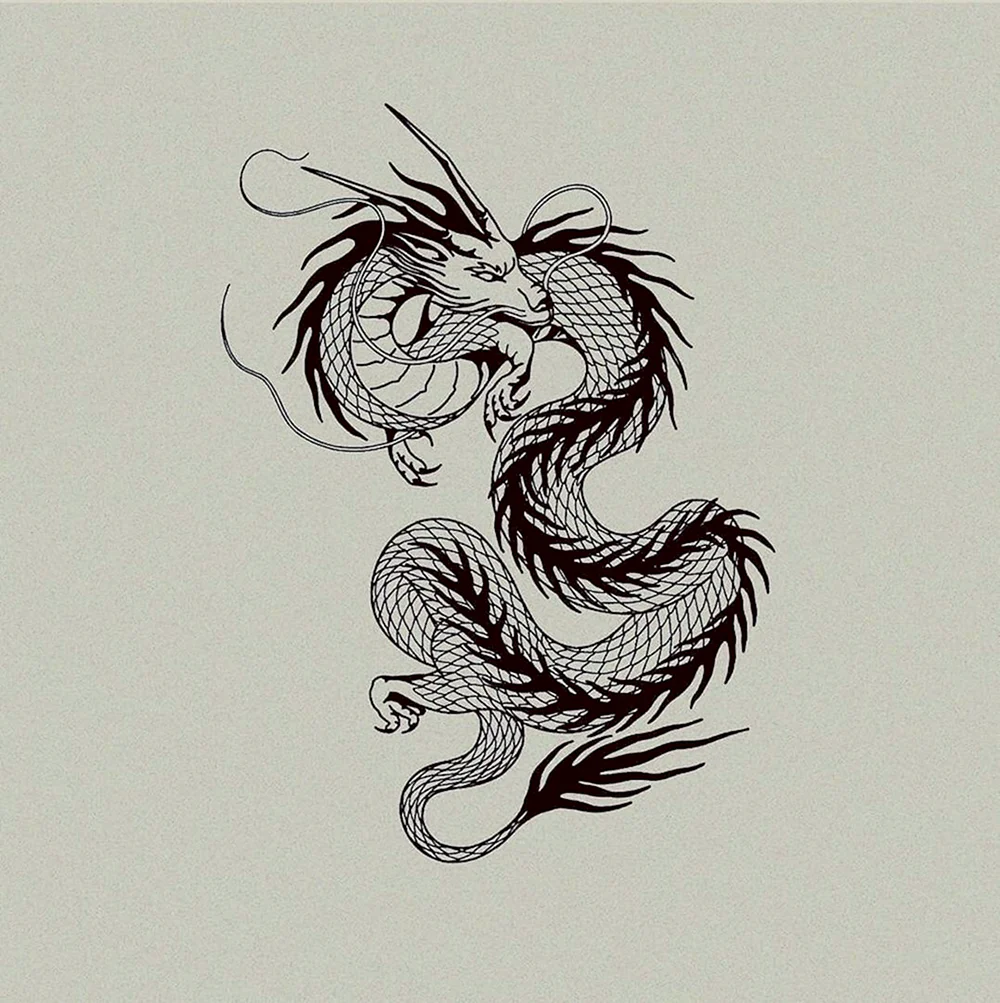 Minimal Tattoo Dragon drawing