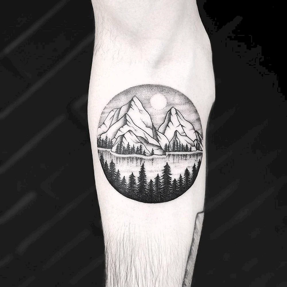 Mountain Forest Tattoo Design