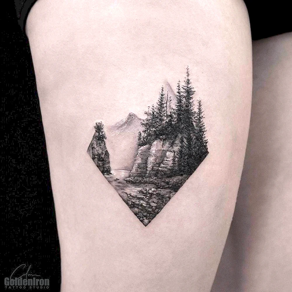 Mountain Landscape Tattoo Design