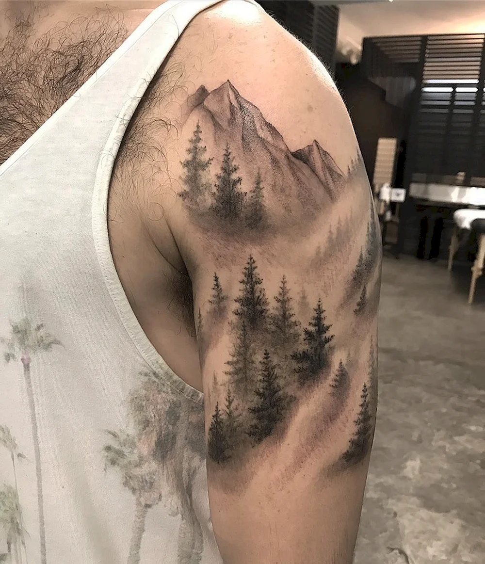 Mountains Tattoo realistic