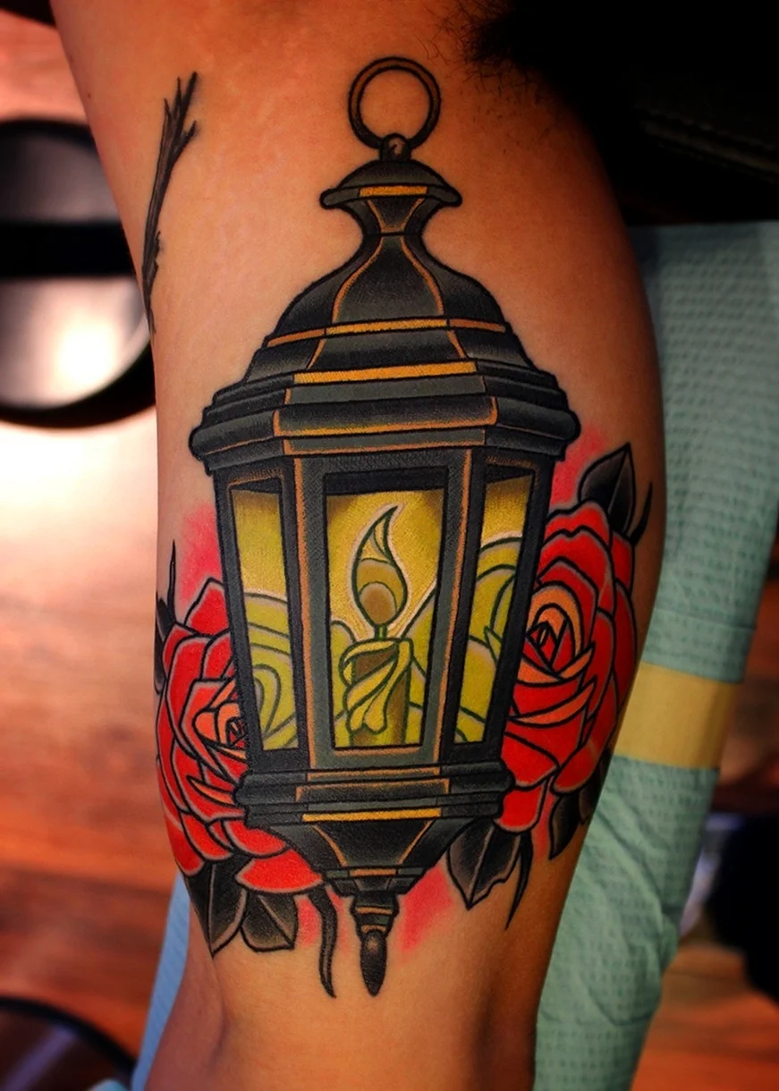 Neo Traditional Lantern Tattoo