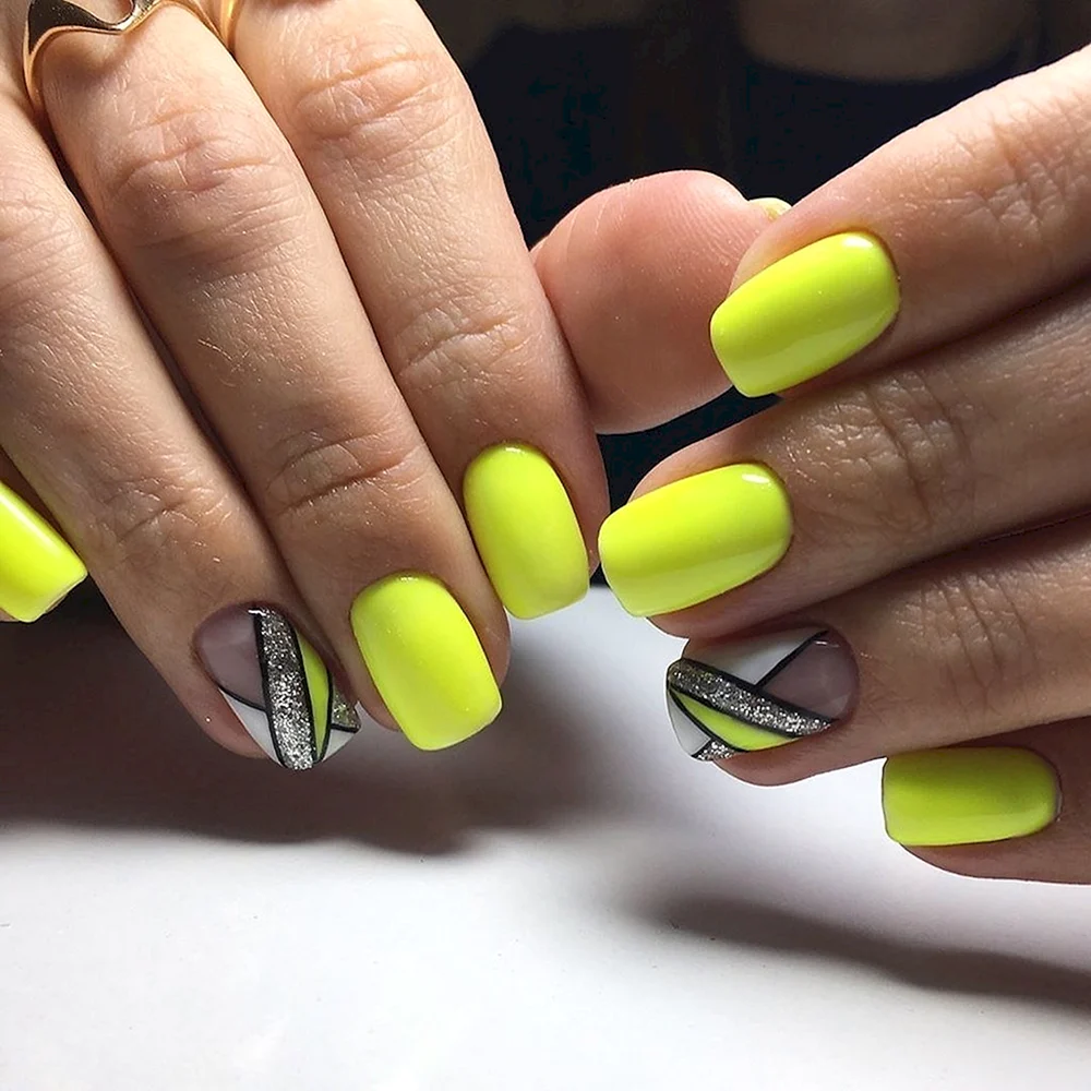 Neon Yellow Nails Art