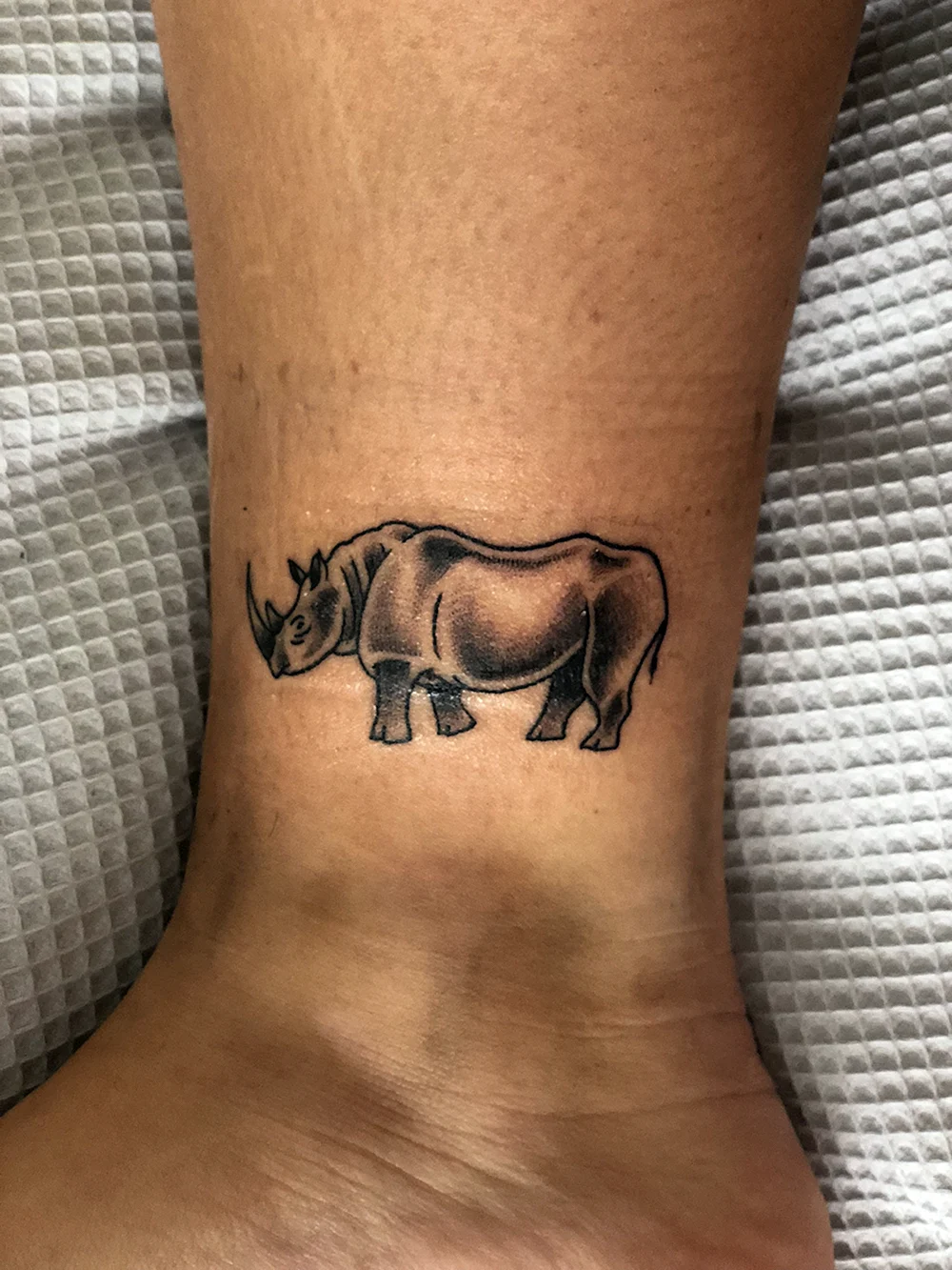 Носорог тату на ноге