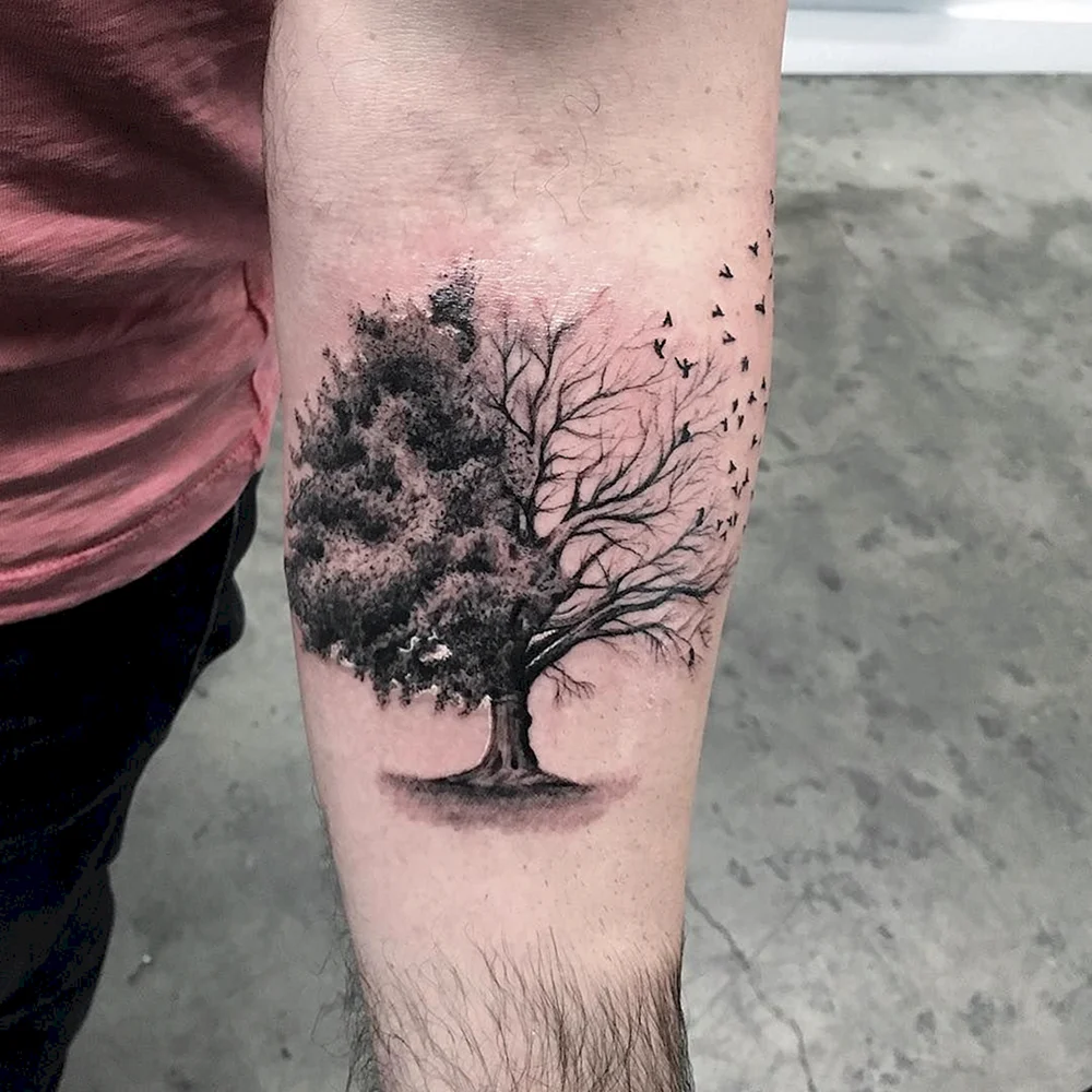 Oak Tree realistic Tattoo