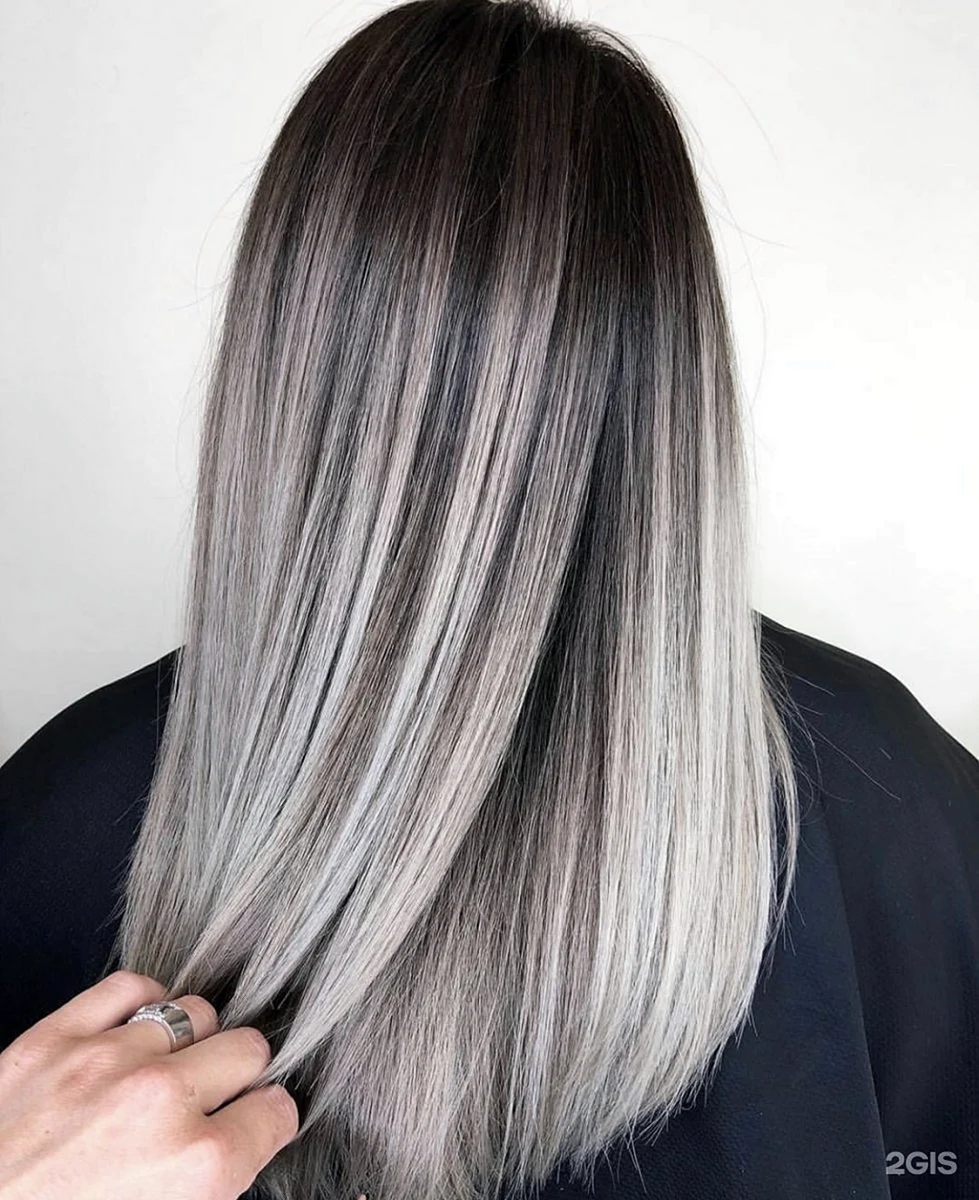 Ombre Grey hair Shoulder length