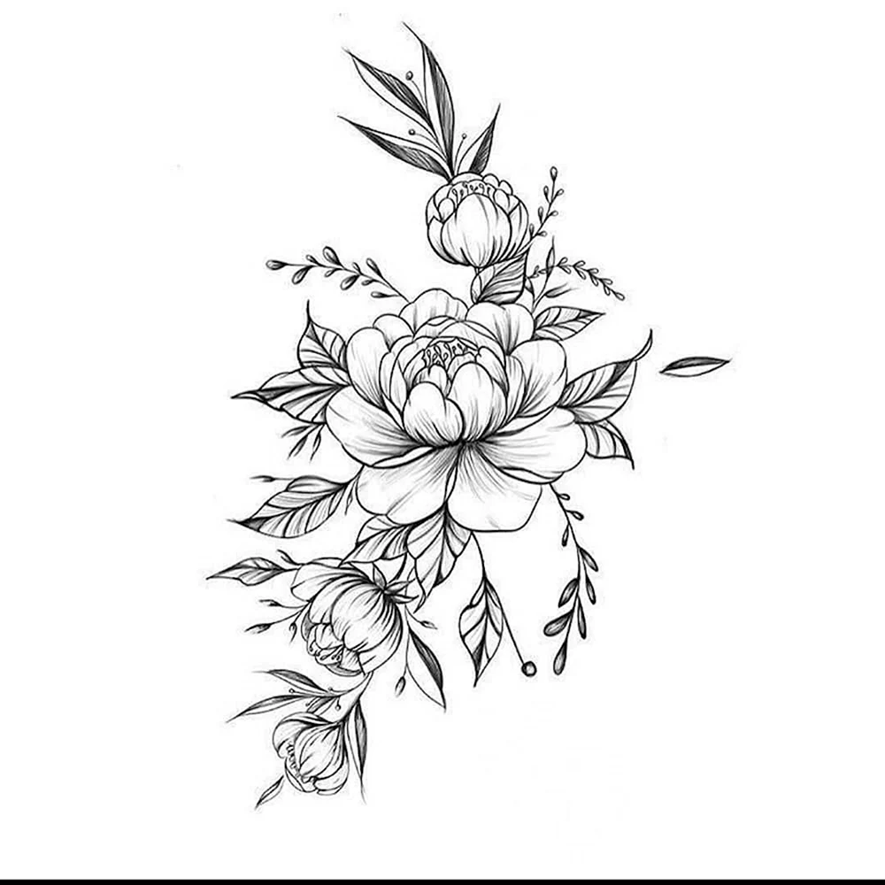 Peony Flower Tattoo Design