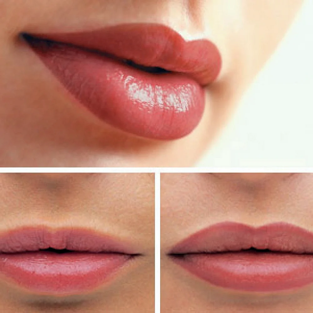 Перманентный макияж губ контур с растушевкой
