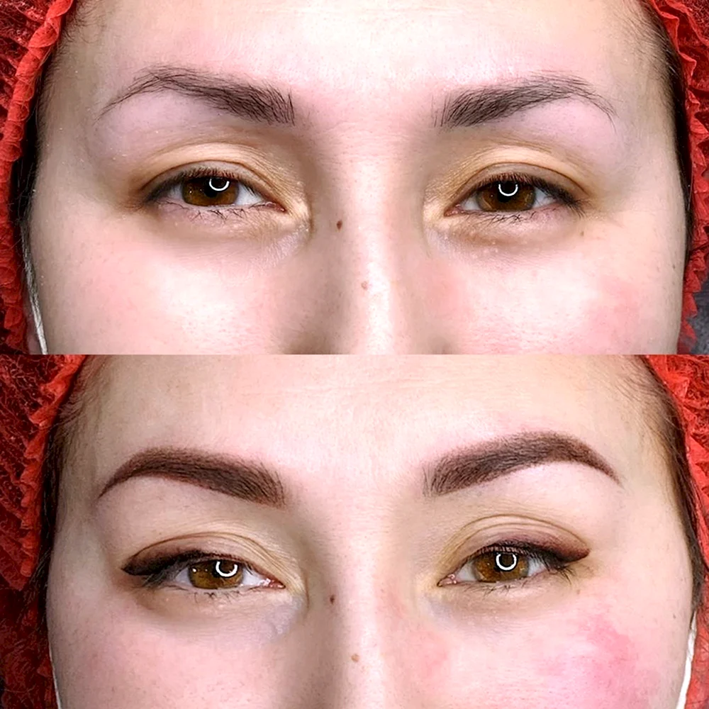 Перманентный макияж стрелки до и после
