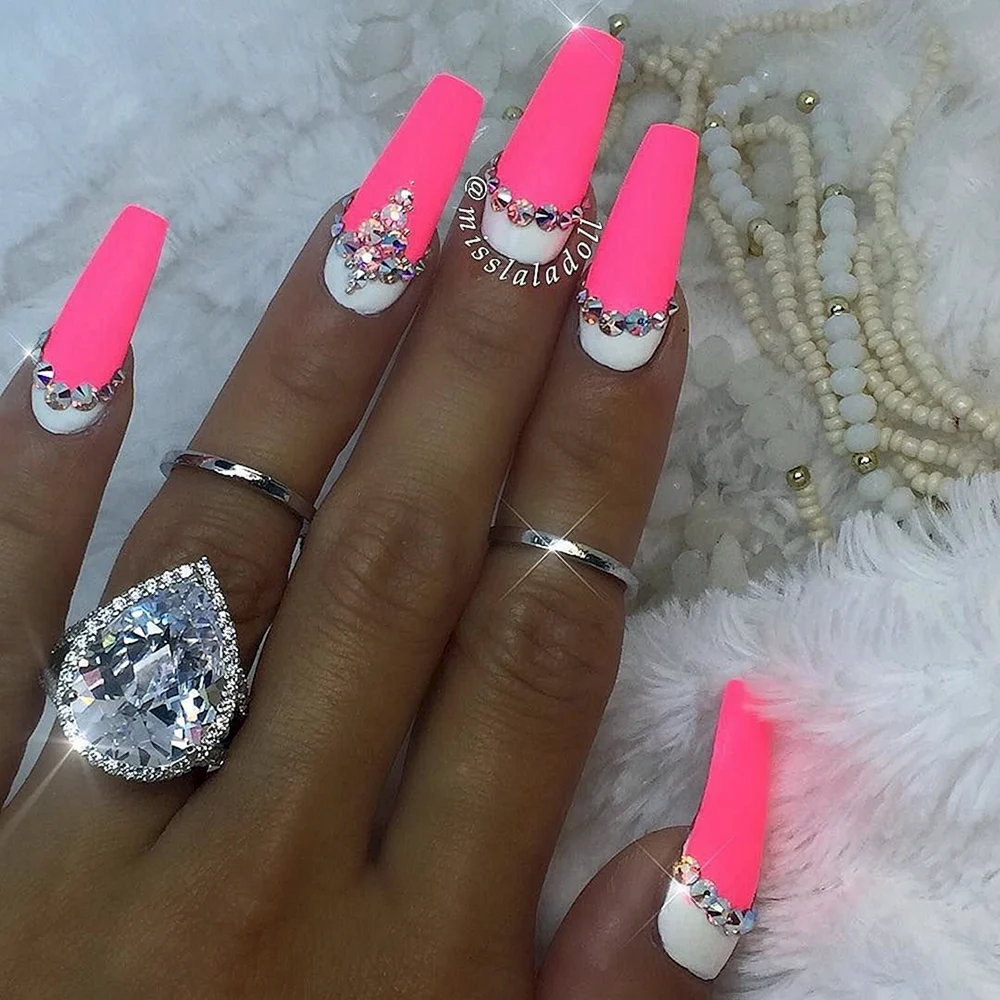 Pink Jeweled Nails
