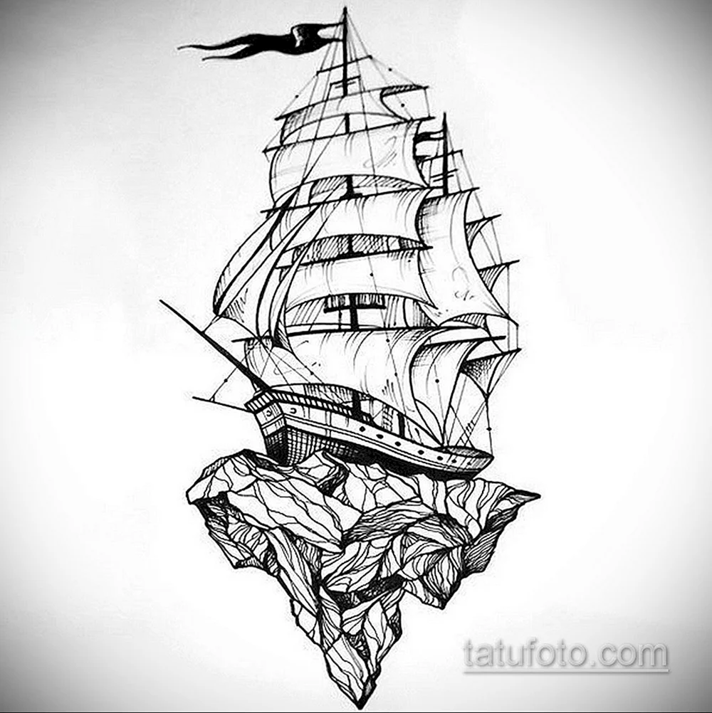 Pirate ship Tattoo Design