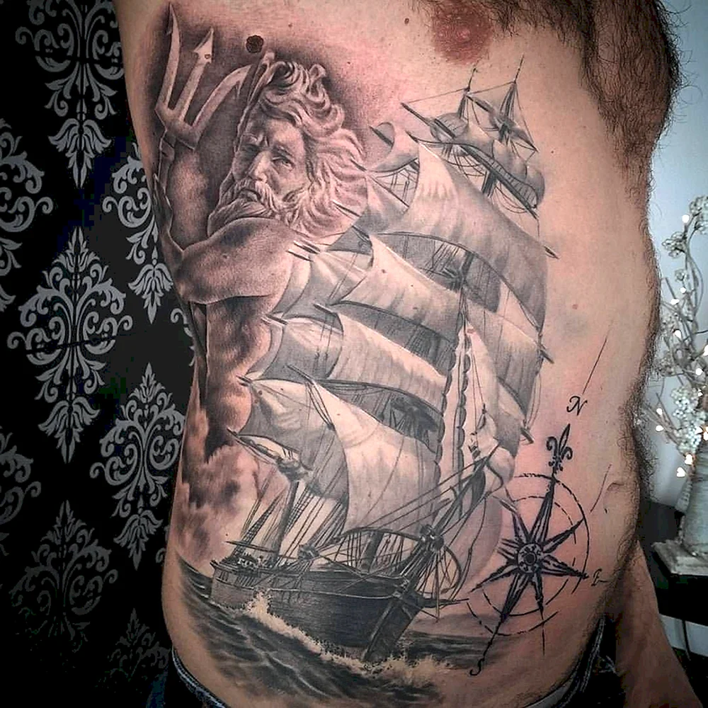 Poseidon ship Tattoo