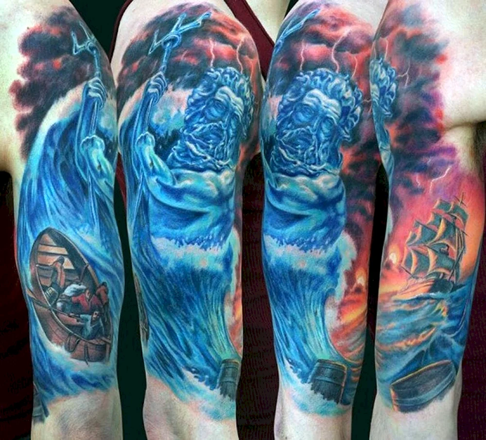 Poseidon Sleeve Tattoos