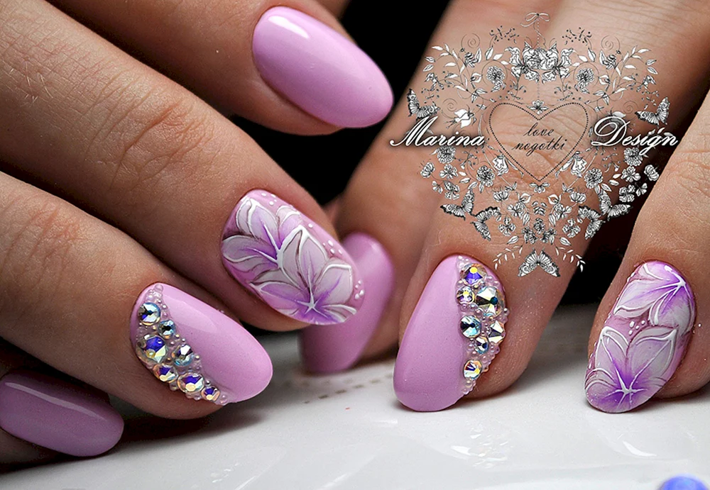 Purple Diamond Nails