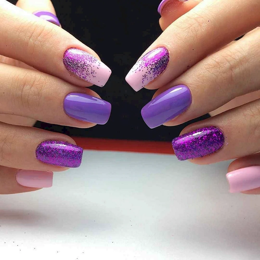 Purple glitter Manicure