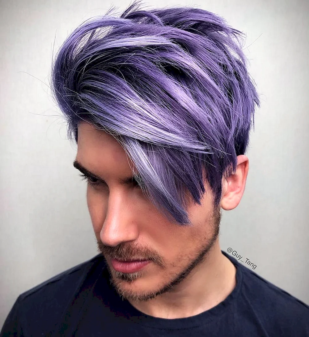 Purple hair man