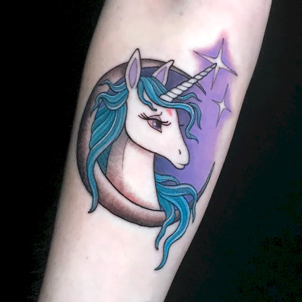 Purple Unicorn Tattoo