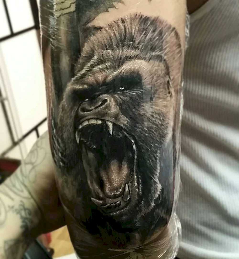 Realistic Gorilla Tattoo