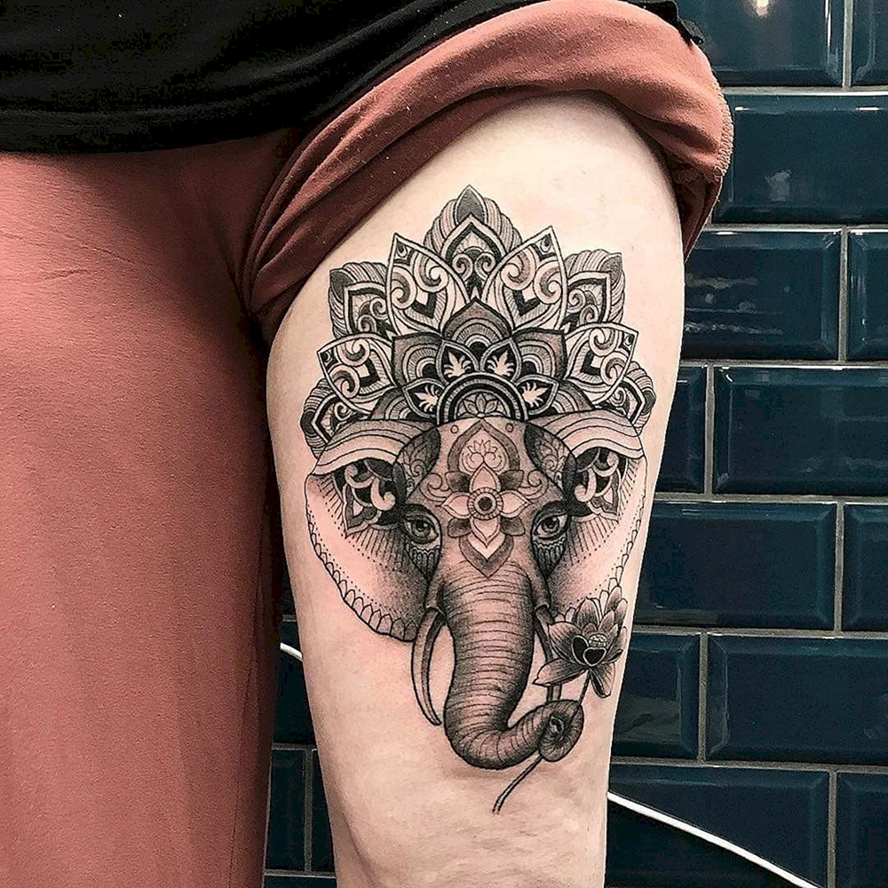 Realitykings Latina brunette Elephant Tattoo thigh