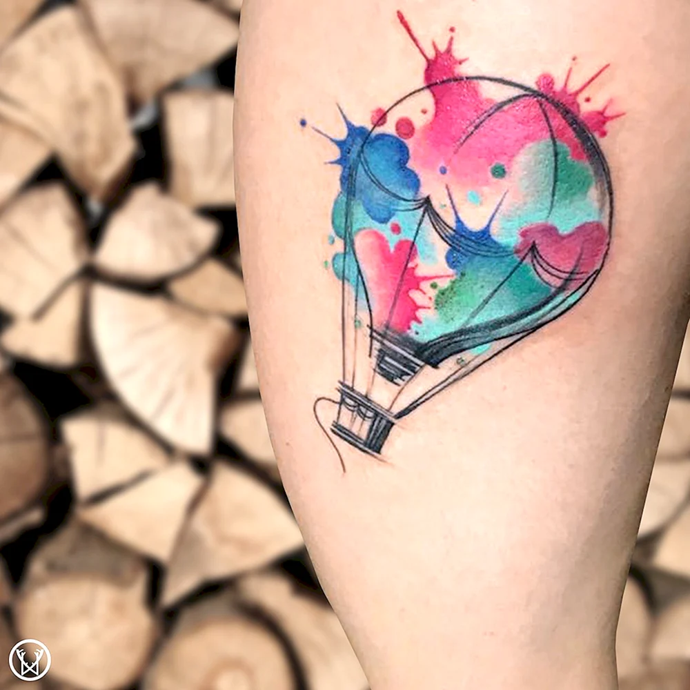 Red and White hot Air Balloon Tattoo