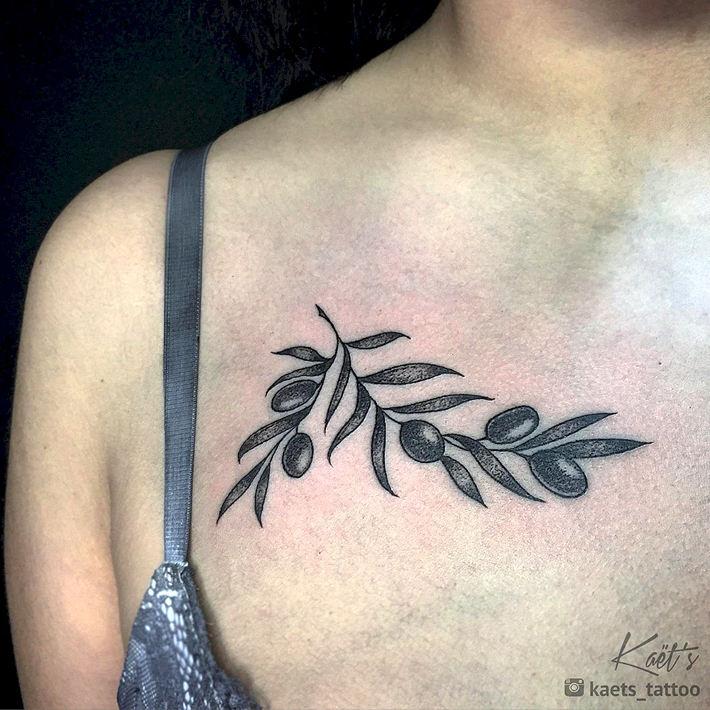 Red Black Flower Branch Tattoo