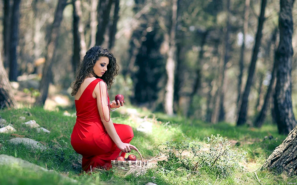 Red Dress in nature