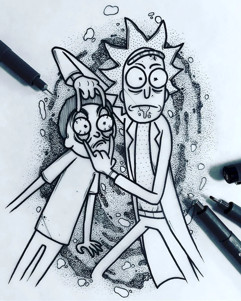 Rick and Morty Black and White
