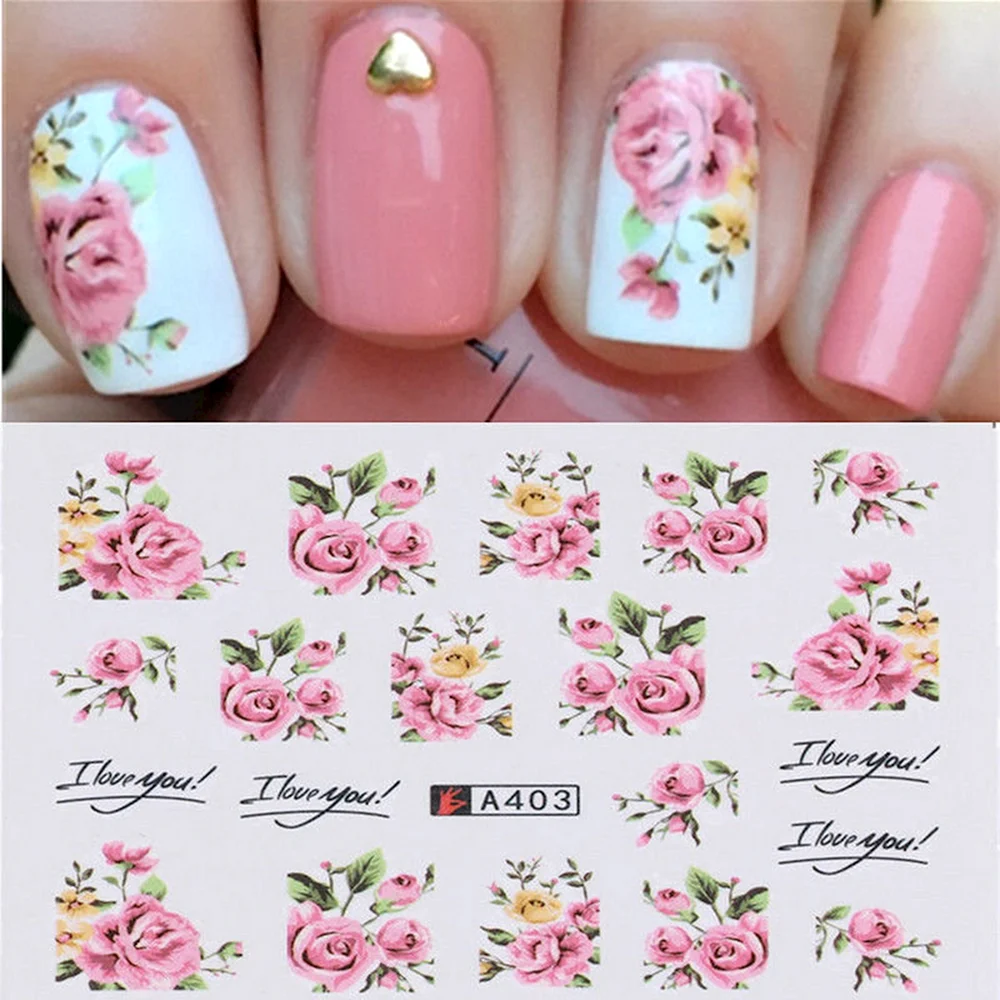 Rose Flower Nail Sticker