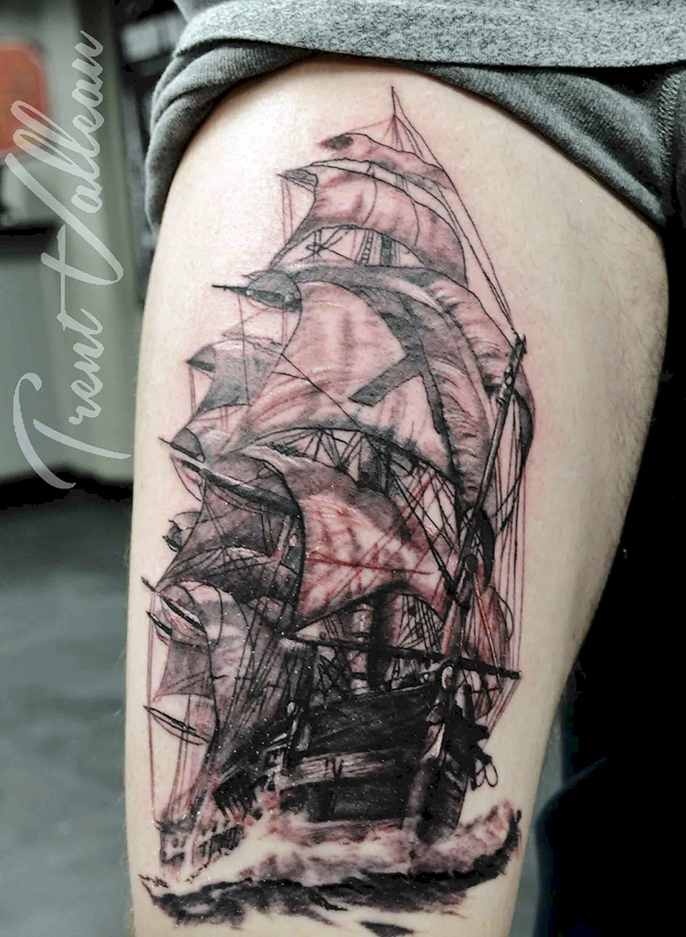 Sail ship Tattoo Stencil