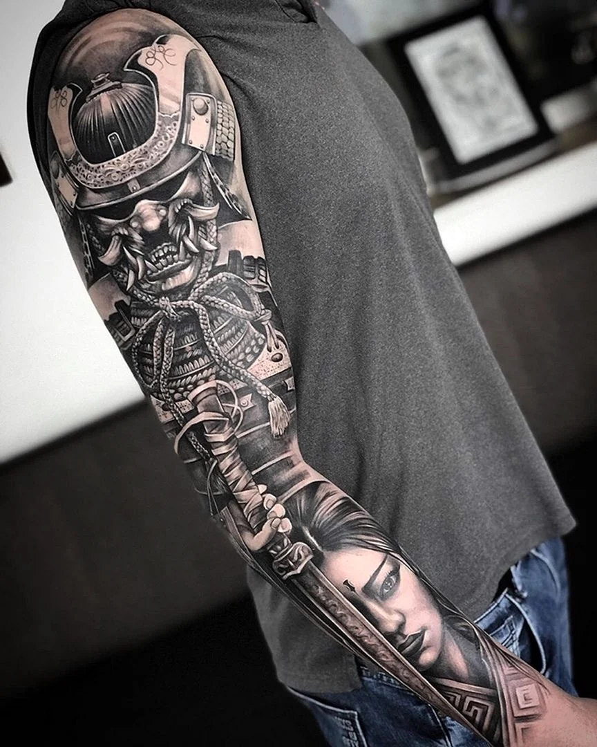 Samurai Full Sleeve Tattoo