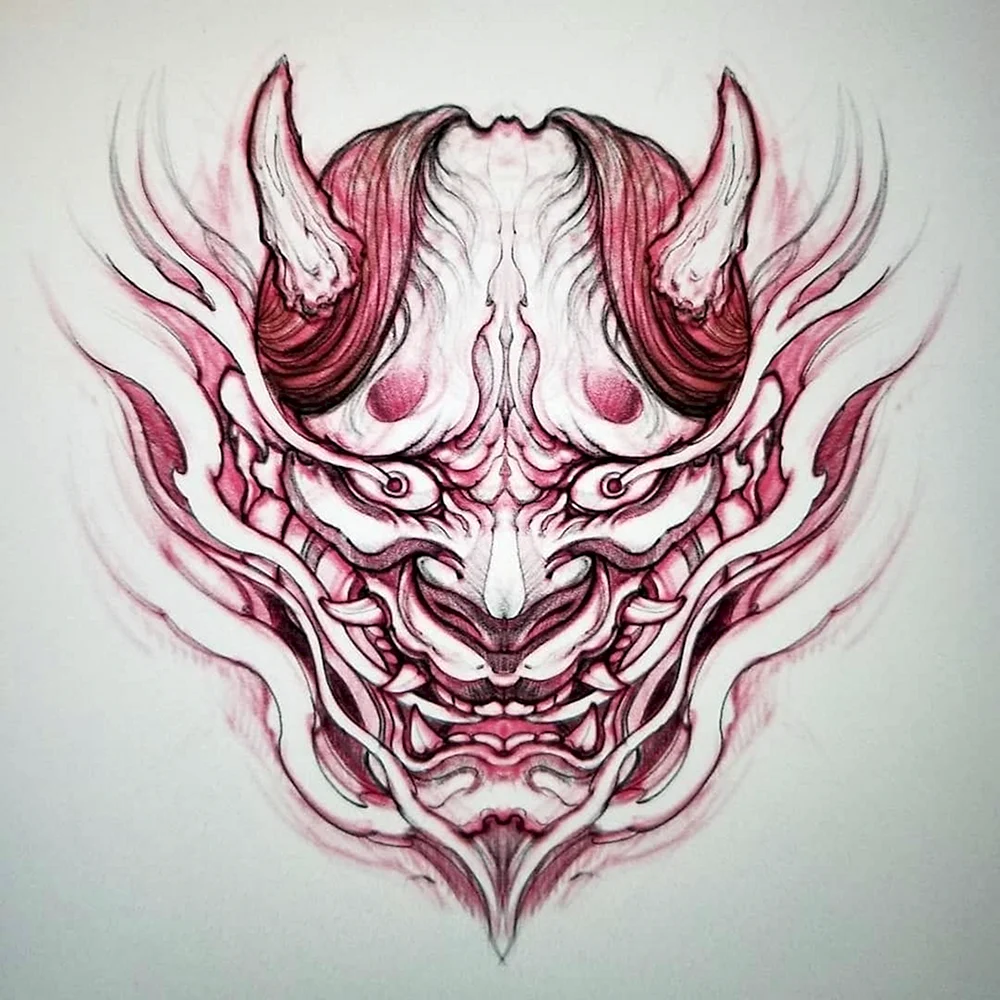 Samurai Mask Tattoo Design
