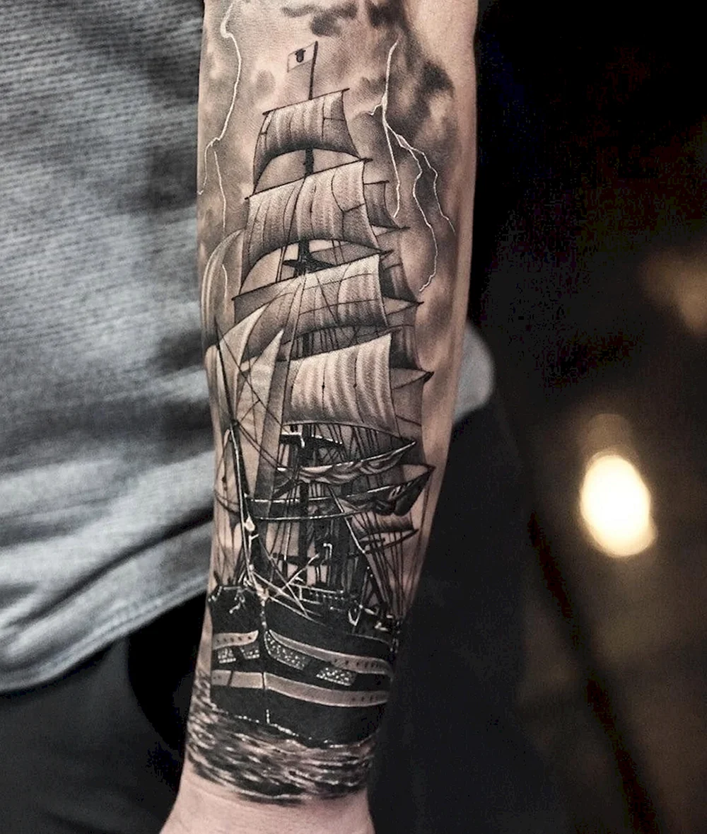 Ship Tattoo forearm