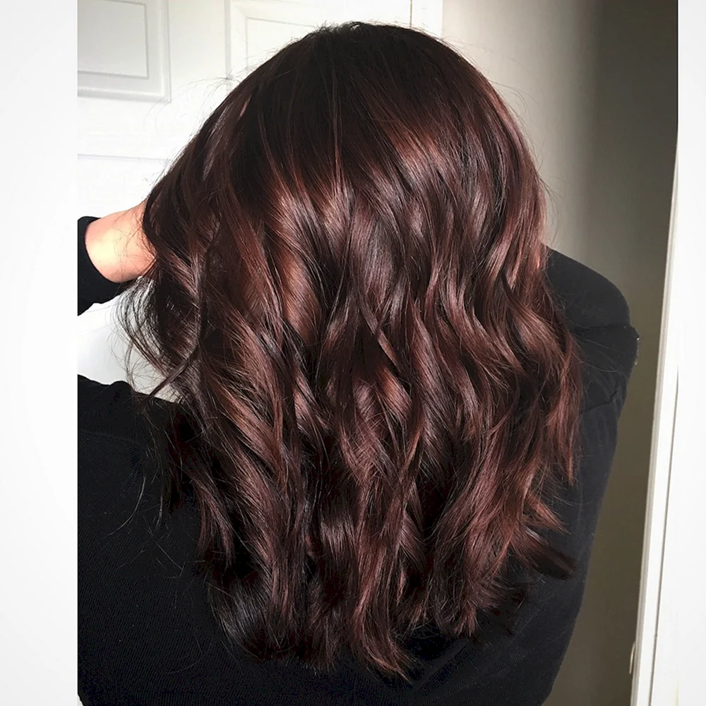 Шоколадный цвет волос с красным оттенком