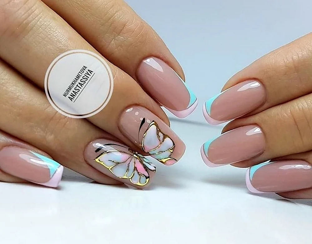 Silver Butterfly Nail