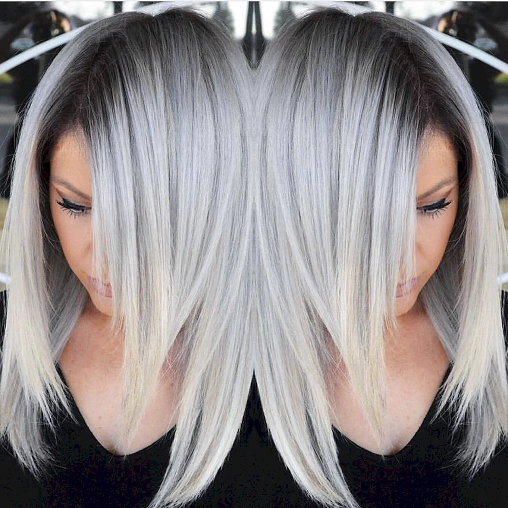 Silver hair with Dark roots