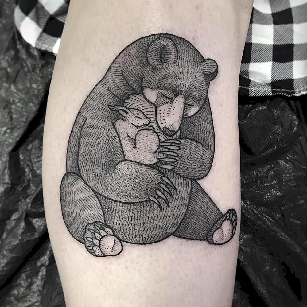 Simple Bear Cub Tattoo Design