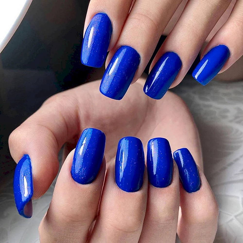 Синий металлик ногти