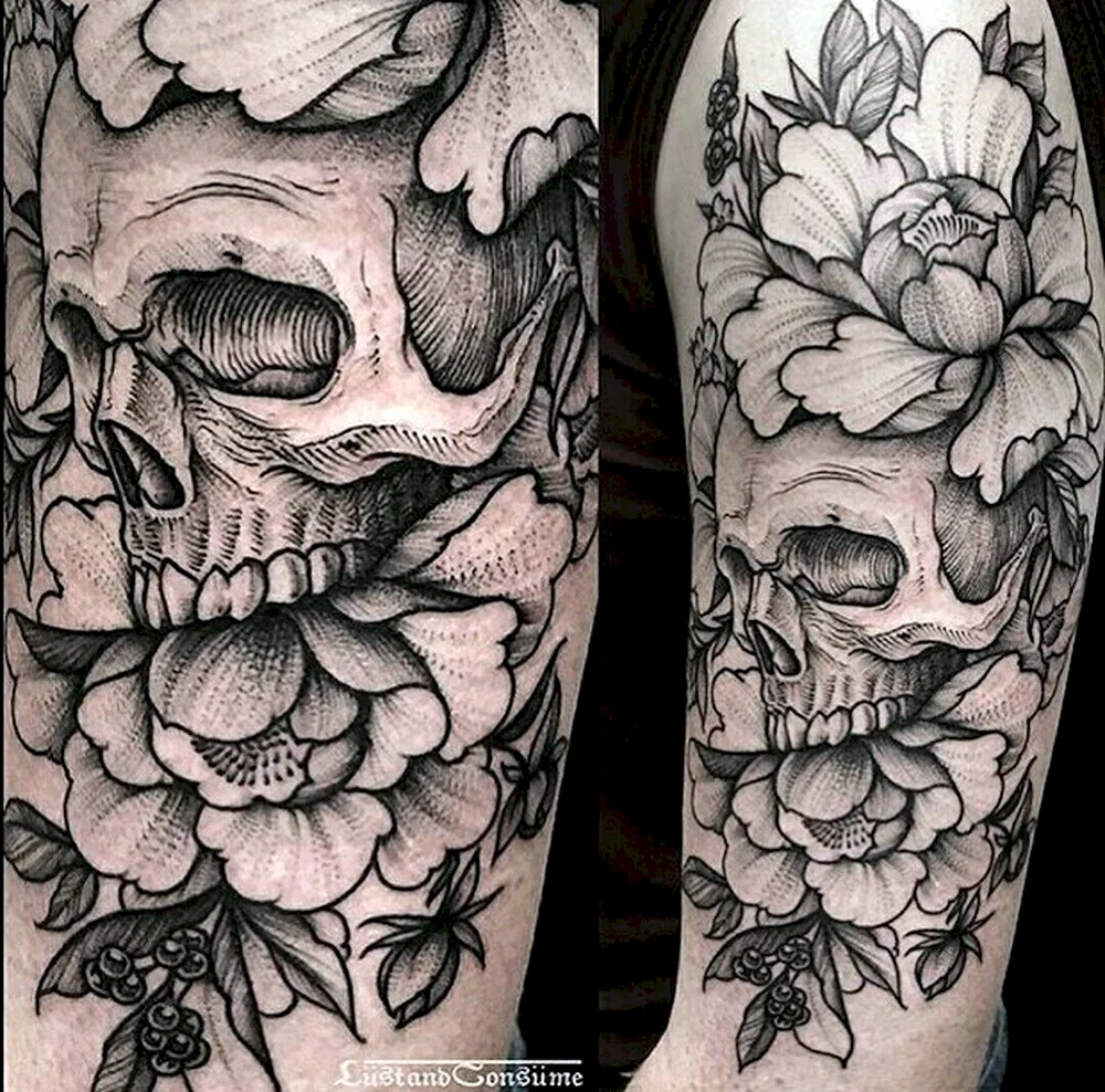 Skull and Peonies