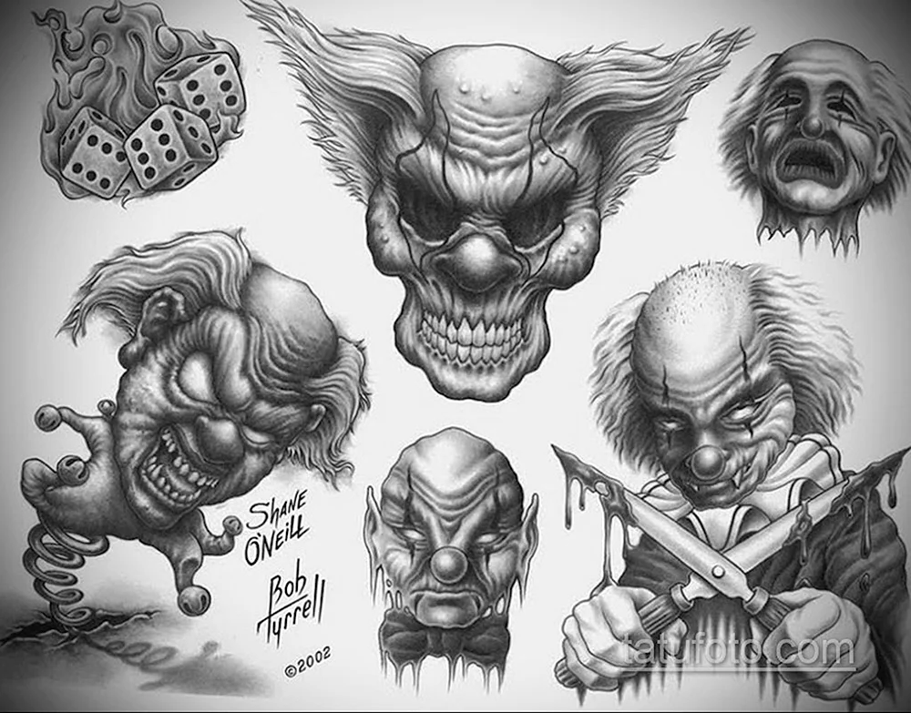 Skull Evil Clown drawing