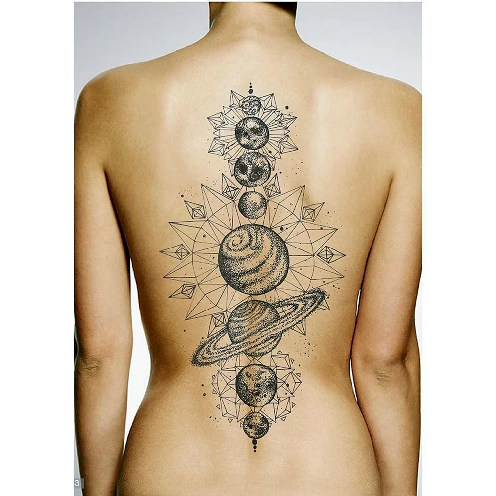 Solar System Tattoo Neck