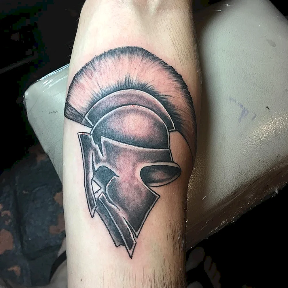 Spartan Black Helmet Tattoo