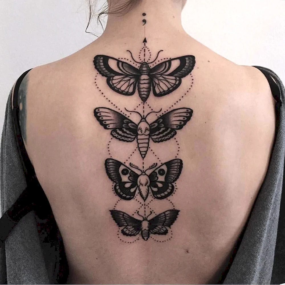 Traditional Black Butterfly Tattoo