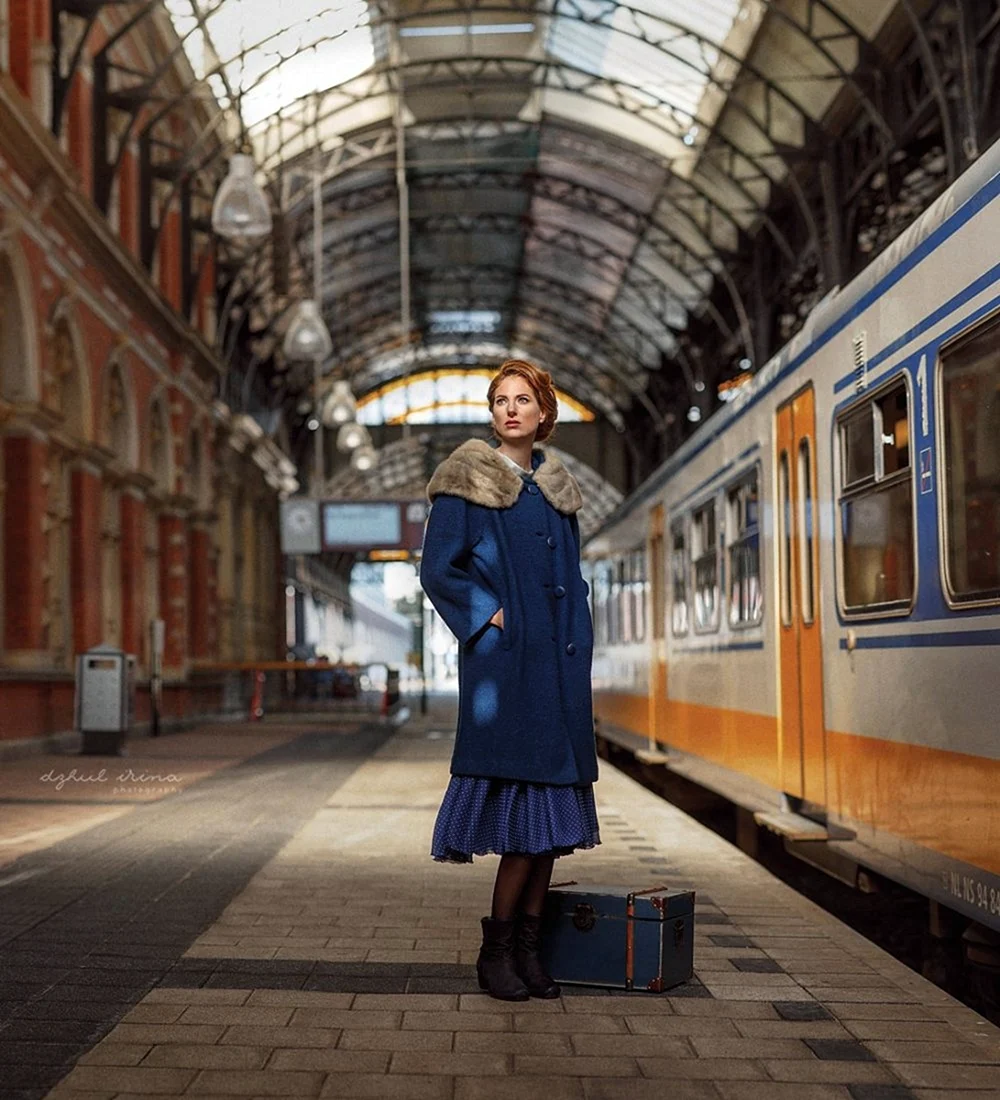 Train girl portrait