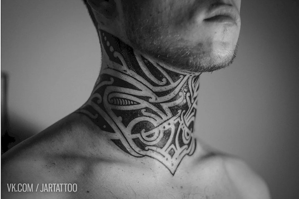Tribal Neck Tattoo