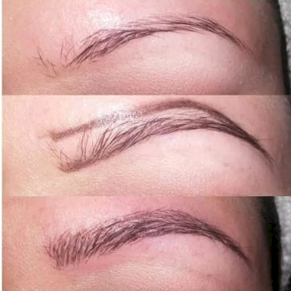 Волосковая техника бровей с тенью