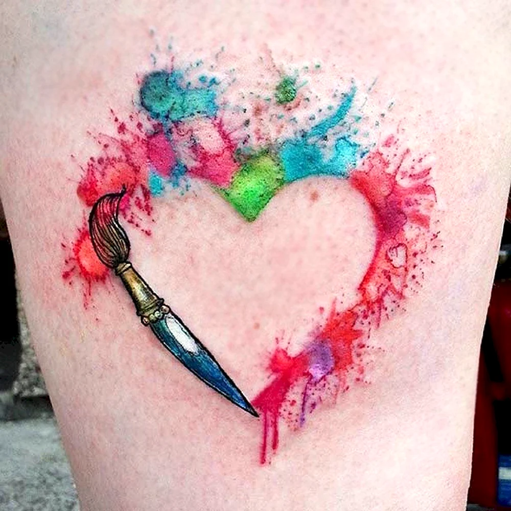 Watercolor Tattoo Heart