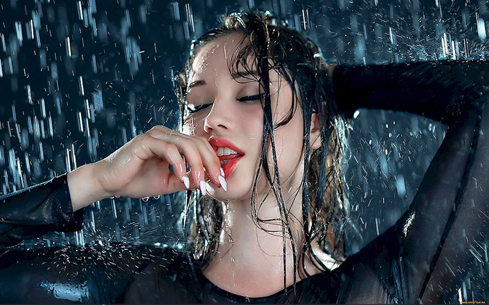 Wet girl in the Rain Panic