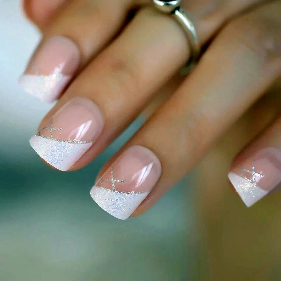 White Iridescent French Nails