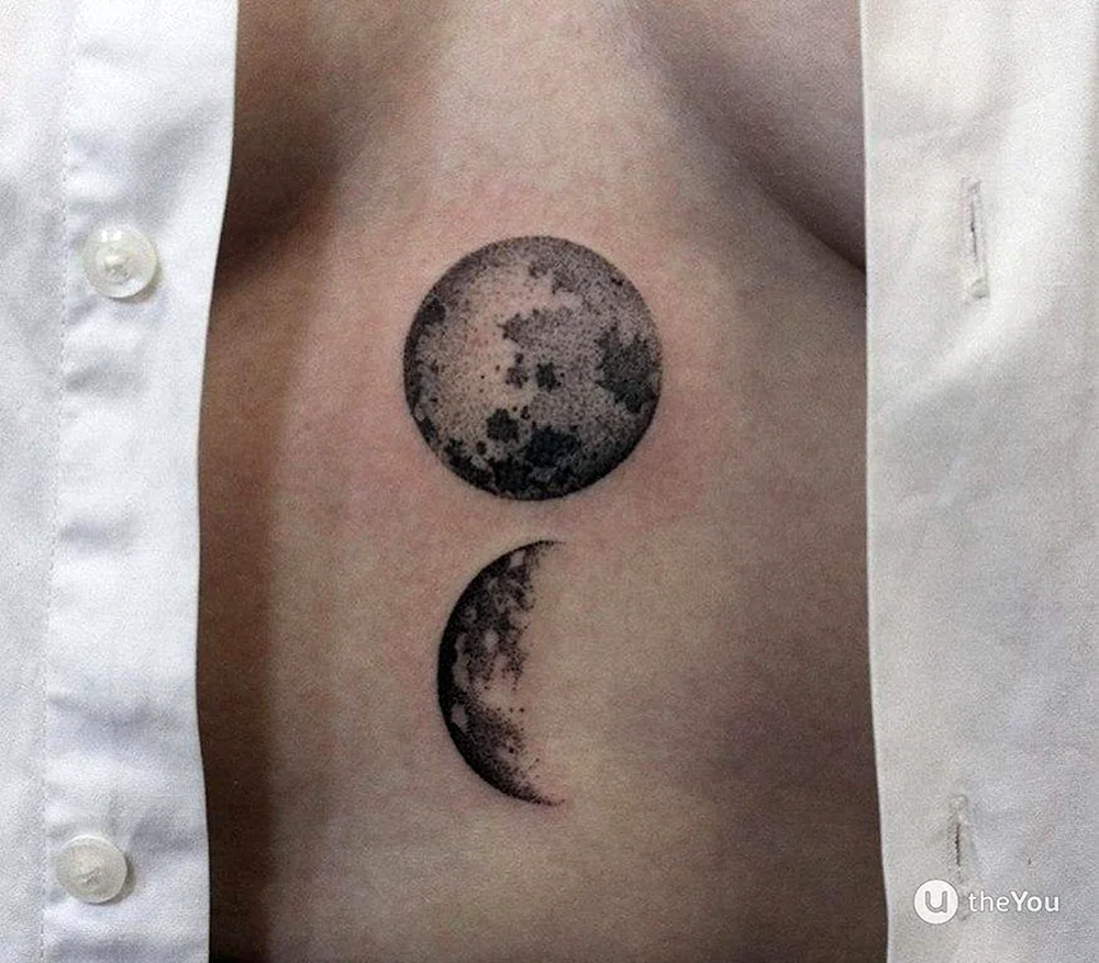 White on Black Moon Tattoo